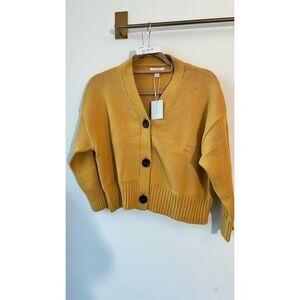 NWT prima  Mustard Yellow V-Neck Cardigan Sweater Size small